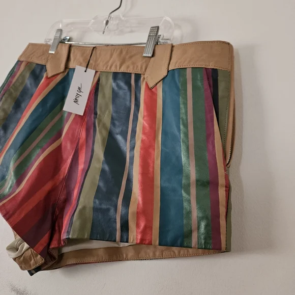 NWT Nasty Gal Real Leather Stripe Booty Shorts MSRP $292 SIZE US 10 - Picture 5 of 12
